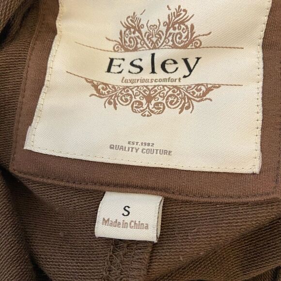 ESLEY Brown Stretch Hooded Short Sleeve Jacket S - Picture 5 of 8